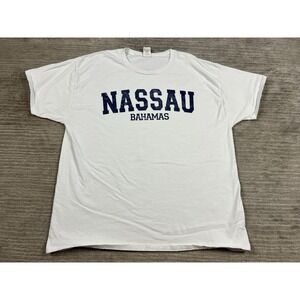 Nassau Bahamas Shirt Mens XL White Short Sleeve 100% Cotton Hanes